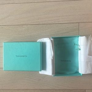 Tiffany box with tissue and suede pouch